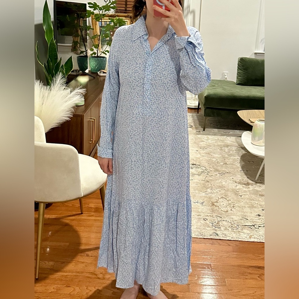 H&M Light Blue Floral Shirt Dress